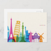 Monumente der Welt - Pastell Collage Postkarte (Vorne/Hinten)