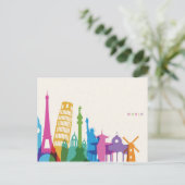 Monumente der Welt - Pastell Collage Postkarte (Stehend Vorderseite)