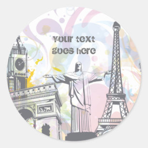 Monumente der Welt Runder Aufkleber