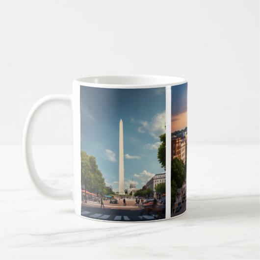 Monumente in Harmonie: Washington DC Skyline Magaz Kaffeetasse (Links)
