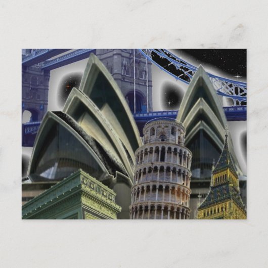 Monuments Collage by Night Postkarte (Vorderseite)