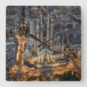 Monuments   La Sagrada Familia Quadratische Wanduhr