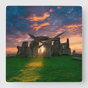 Monuments Stonhenge, England Quadratische Wanduhr