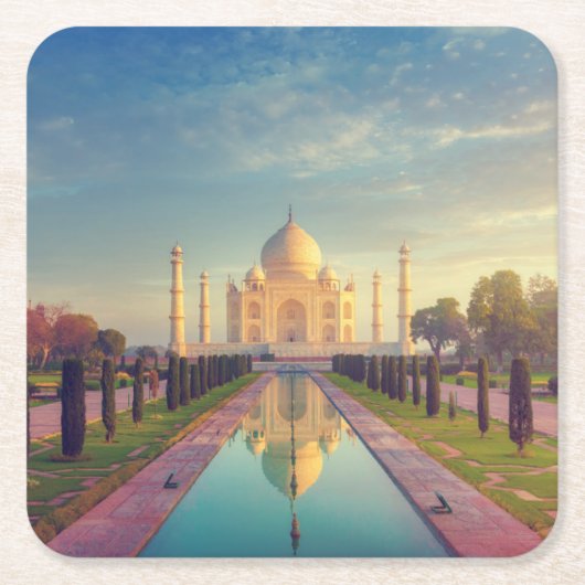Monuments | Taj Mahal Colors Rechteckiger Pappuntersetzer (Vorderseite)