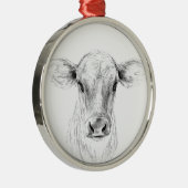 Moo A Young Jersey Cow Silbernes Ornament (Rechts)