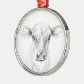 Moo A Young Jersey Cow Silbernes Ornament (Links)