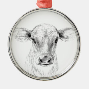 Moo A Young Jersey Cow Silbernes Ornament