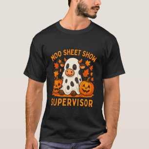 Moo-Blatt-Show-Aufsicht Süße Kuh Halloween Pun T-Shirt