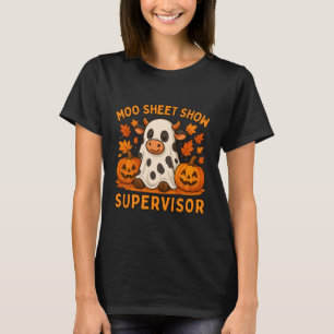 Moo-Blatt-Show-Aufsicht Süße Kuh Halloween-Wortspi T-Shirt