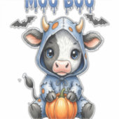 Moo Boo Halloween Cow Aufkleber (Vorderseite)
