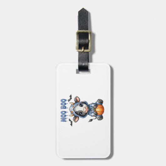 Moo Boo Halloween Cow Gepäckanhänger (Vorderseite vertikal)