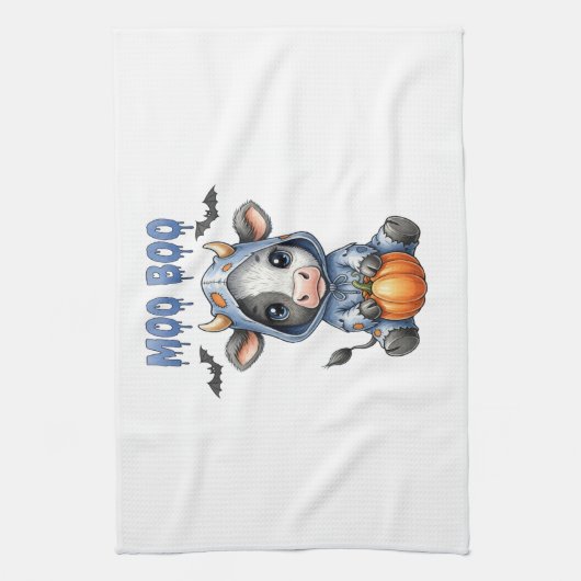 Moo Boo Halloween Cow Geschirrtuch (Vertikal)