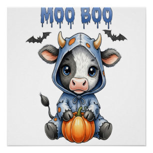 Moo Boo Halloween Kuh Poster