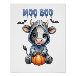 Moo Boo Halloween-Kuh Poster