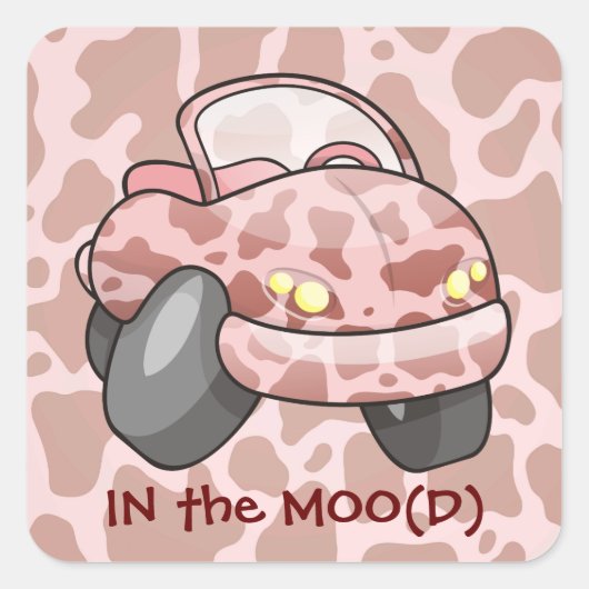 Moo Car Quadratischer Aufkleber (Vorderseite)