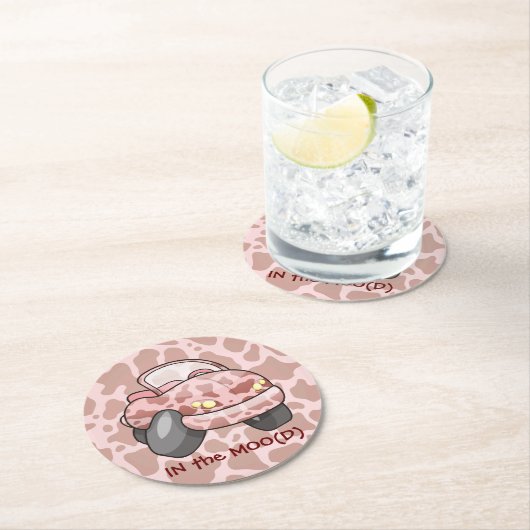 Moo Car Runder Pappuntersetzer (Vor Ort)