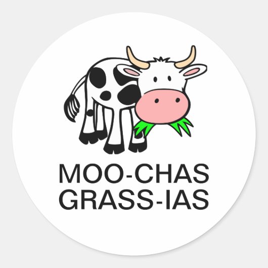 Moo-chas Gras-ias (Muchas Gracias) Aufkleber (Vorderseite)