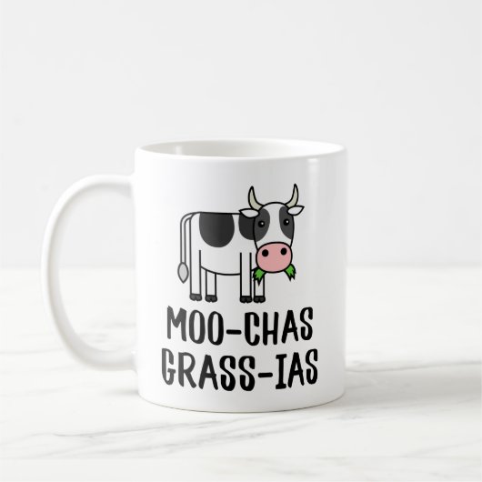 Moo-chas Gras-ias, Muchas Gracias spendet Kalbskuh Kaffeetasse (Links)