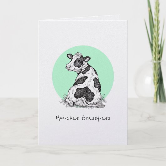 Moo-chas Grassy-ass punny thank you funny card Karte (Vorderseite)