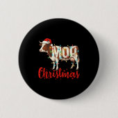 Moo Christmas Funny Cow Lovers Cattle Famer Farmin Button (Vorderseite)