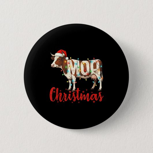 Moo Christmas Funny Cow Lovers Cattle Famer Farmin Button (Vorderseite)