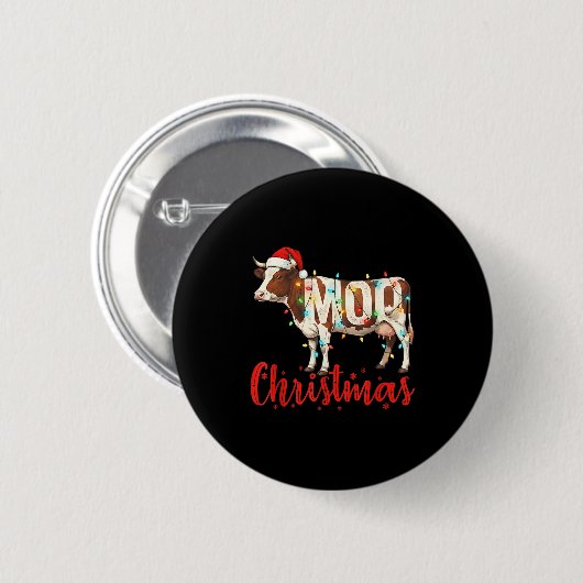 Moo Christmas Funny Cow Lovers Cattle Famer Farmin Button (Vorne & Hinten)
