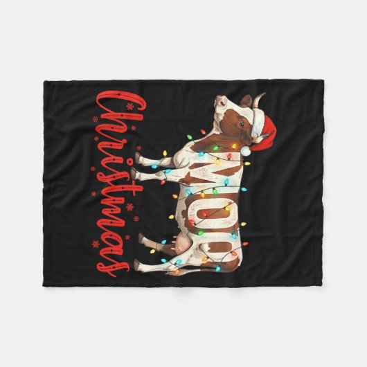 Moo Christmas Funny Cow Lovers Cattle Famer Farmin Fleecedecke (Vorderseite (Horizontal))