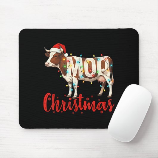 Moo Christmas Funny Cow Lovers Cattle Famer Farmin Mousepad (Mit Mouse)
