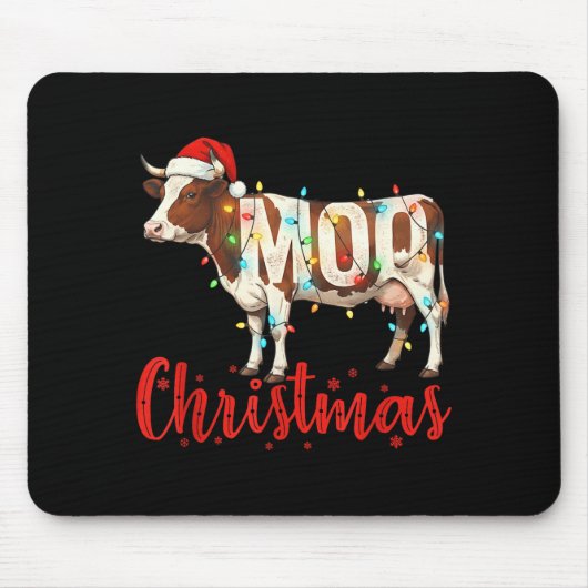 Moo Christmas Funny Cow Lovers Cattle Famer Farmin Mousepad (Vorne)