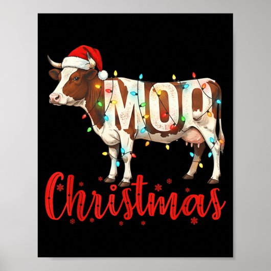 Moo Christmas Funny Cow Lovers Cattle Famer Farmin Poster (Vorne)