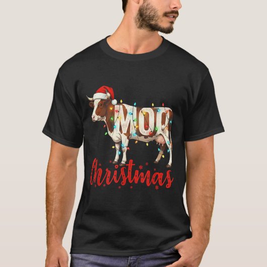 Moo Christmas Funny Cow Lovers Cattle Famer Farmin T-Shirt (Vorderseite)
