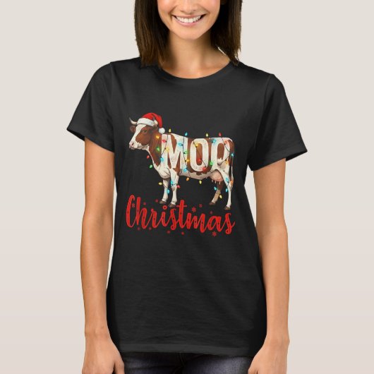 Moo Christmas Funny Cow Lovers Cattle Famer Farmin T-Shirt (Vorderseite)