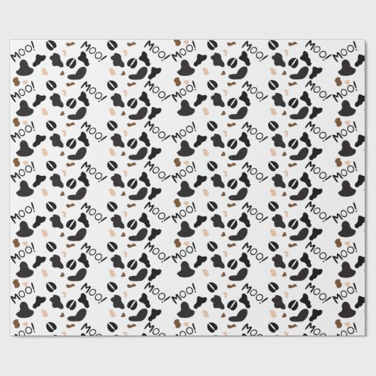 Moo Cow Print Birthday Wrapping Paper Geschenkpapier (Flach)