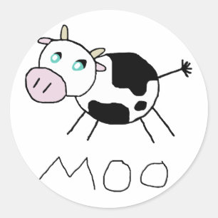 Moo Cow Runder Aufkleber