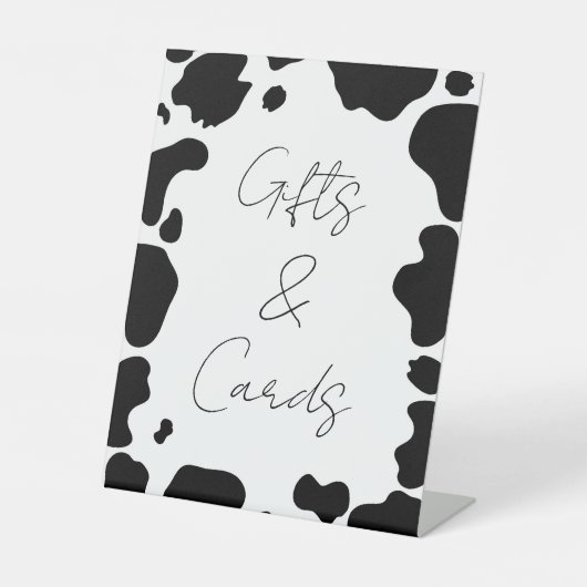 Moo Cow spart Schwarz-weiße Hochzeitsgeschenke und Sockelschild (Vorderseite)