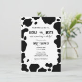 Moo Cow Spots Print Black & White Baby Dusche Einladung (Stehend Vorderseite)