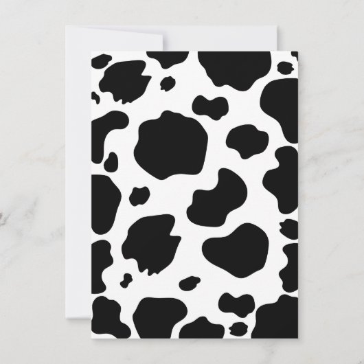 Moo Cow Spots Print Black & White Baby Dusche Einladung (Rückseite)