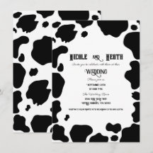 Moo Cow Spots Print Black & White Country Hochzeit
