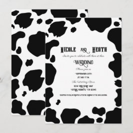 Moo Cow Spots Print Black & White Country Hochzeit Einladung