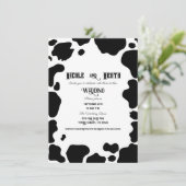 Moo Cow Spots Print Black & White Country Hochzeit Einladung (Stehend Vorderseite)