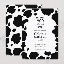 Moo Cow Spots Print Black & White Geburtstagsparty Einladung