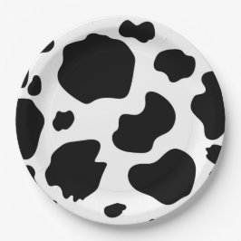 Moo Cow Spots Print Black & White Geburtstagsparty Pappteller