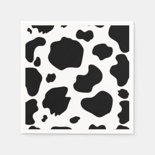 Moo Cow Spots Print Black & White Geburtstagsparty Serviette