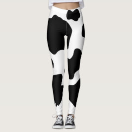 Moo Cow Spots Print Black & White Leggings
