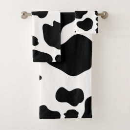 Moo Cow Spots Print Black & White Rustic Farm Badhandtuch Set
