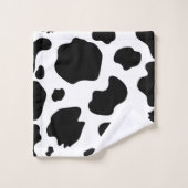 Moo Cow Spots Print Black & White Rustic Farm Badhandtuch Set (Waschlappen)