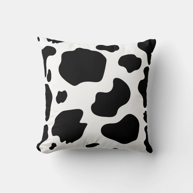 Moo Cow Spots Print Black & White Rustic Farm Kissen (Vorderseite)