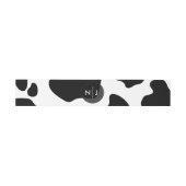 Moo Cow Spots Print Black & White Wedding Einladungsbanderole (Flach)