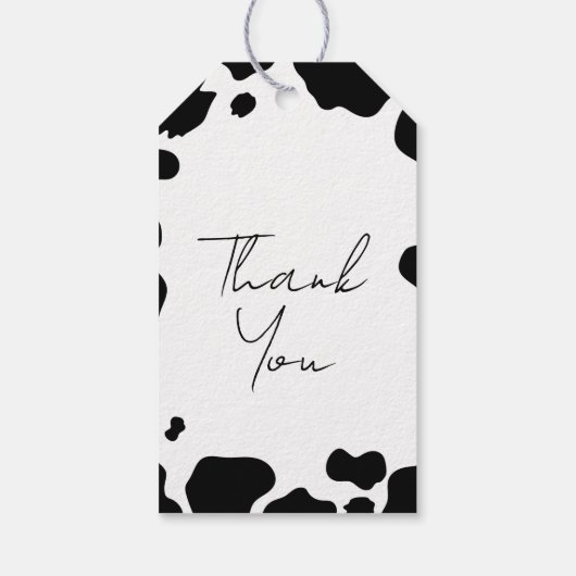 Moo Cow Spots Print Black & White Wedding Geschenkanhänger (Rückseite)