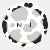 Moo Cow Spots Print Black & White Wedding Runder Aufkleber (Vorderseite)
